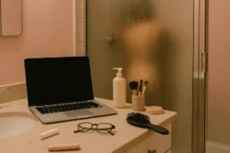 Woman Leaves Laptop Open While Showering Intentionally- Woman Leaves Laptop Open While Showering Intentionally