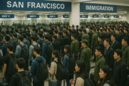 Trump’s Secret Agreement with China will allow 600K Students, and Potentially Spies, Into the US.- 20250828 1811 Busy Airport Immigration Lines simple compose 01k3snyvhze87b305j8hg2e76n