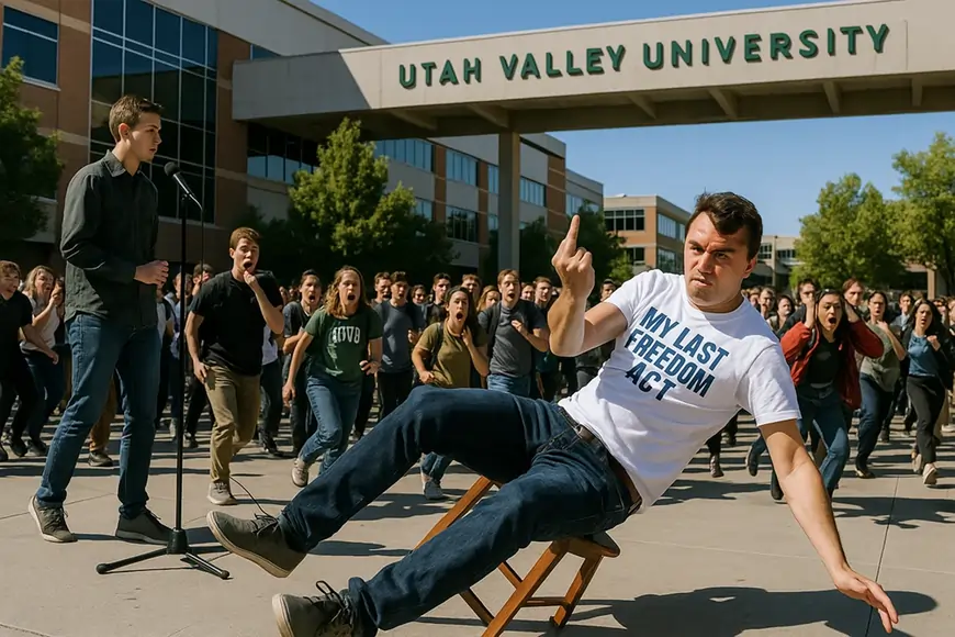 Charlie Kirk Shot Dead at University in Utah. Student Captures His Last Message.- 20250910 1649 Unexpected Tumble at UVU simple compose 01k4v0easqfnkrvmw7p0f8fm3p